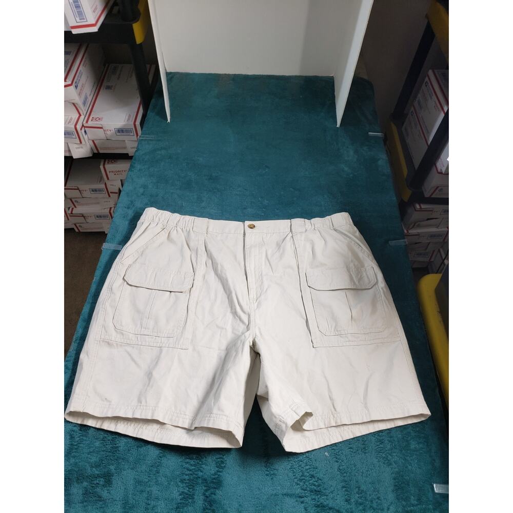 Croft & Barrow Shorts Size 44 Mens Beige 7" Inseam Side Elastic Cargo Urban NWT